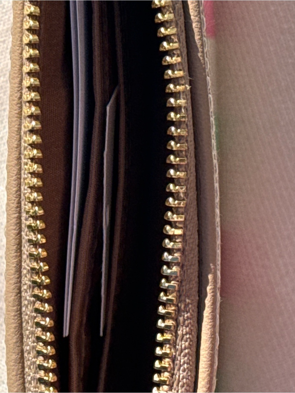 Coach Pink and Mint Stripe Wristlet Clutch with Gold Logo - Picture 4 of 5